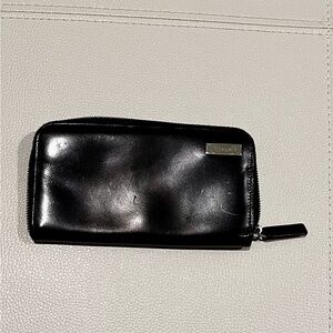 Fendi Black Leather Zip Wallet